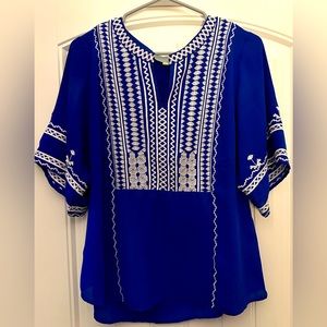 Bright blue and White Top